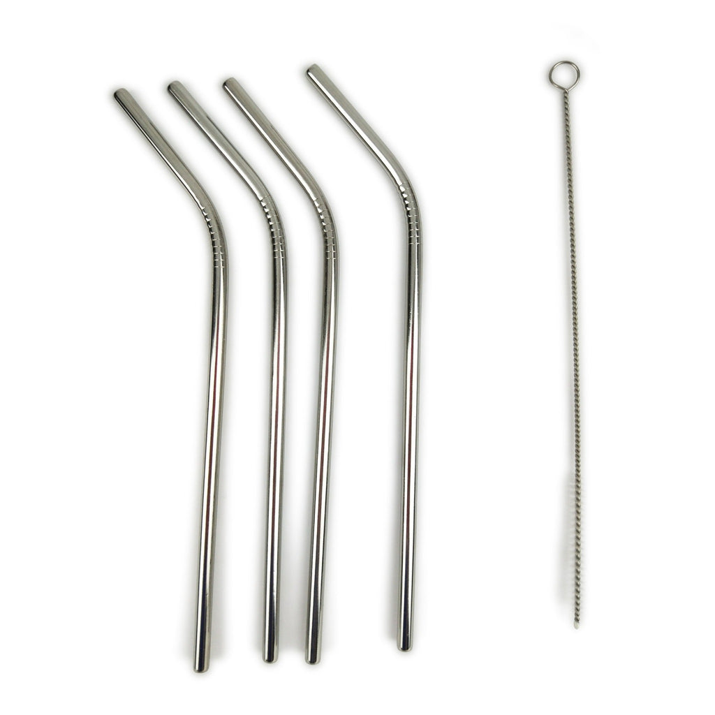 Stainless Steel Straws 4 pack + 1 Cleaning Brush - Drinking Straws